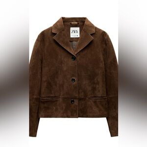 Zara woman brown Suede leather short length jacket . Beautiful